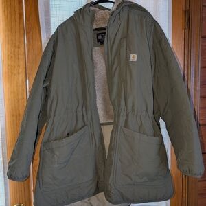 Carhartt Olive Green Quilted Hooded Coat